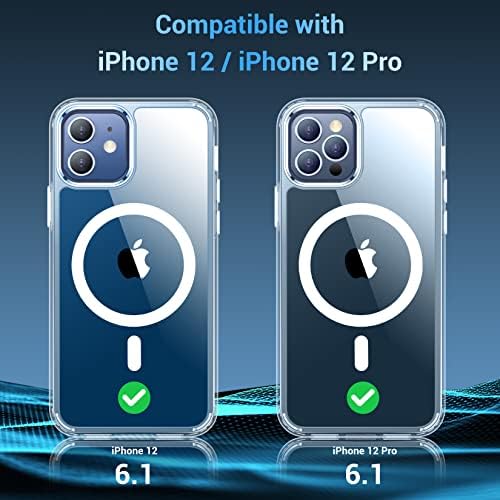 TEMDAN לאייפון 12 מארז לאייפון 12 Pro Case, [תואם ל- Magsafe] [2 PCS מגן מסך זכוכית] [לא מצהיב] טלפון